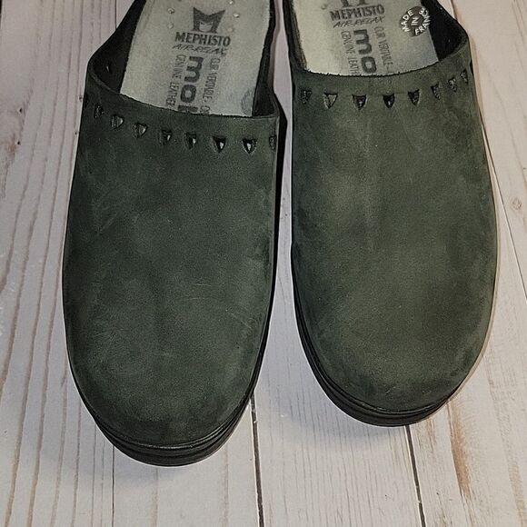 Mephisto Mobils Clog Shoes Suede Mules Black Perforated Cut outs Slip-on 37 - Picture 5 of 12